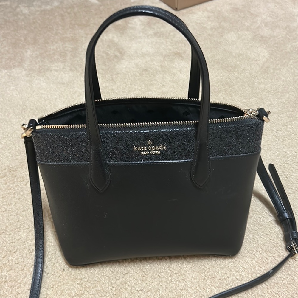 Kate Spade small black glitter tote.